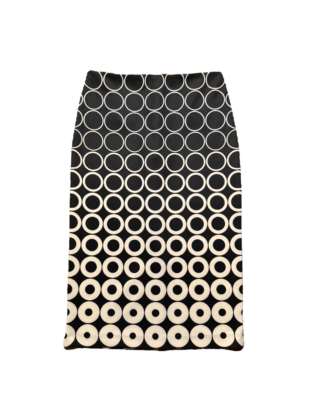 New York & Company Black Pencil Skirt with White Circle Graphic Print Women’s 4